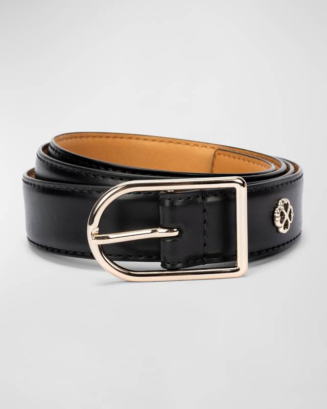 asymmetrical buckle mixed-media belt